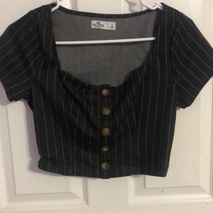 black buttoned crop top